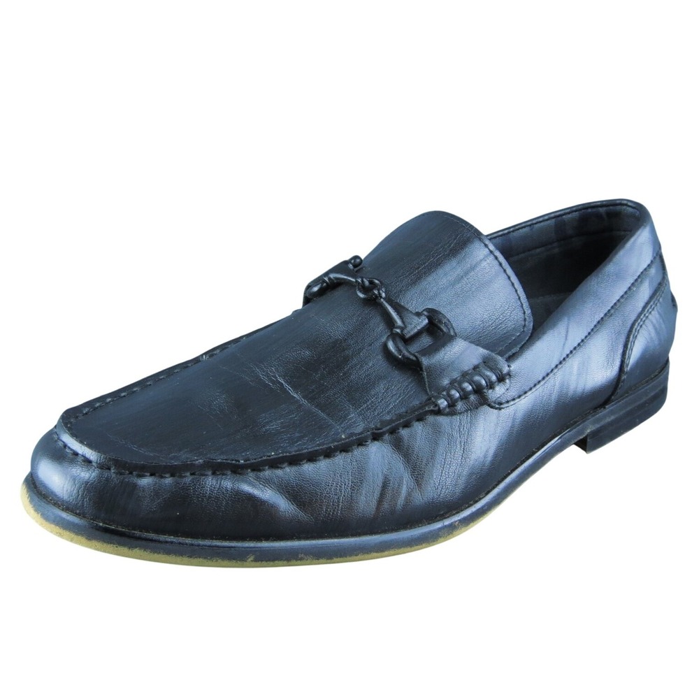 Kenneth Cole Reaction Crespo Horsebit Men Loafer Black Synthetic Slip On Sz 9.5